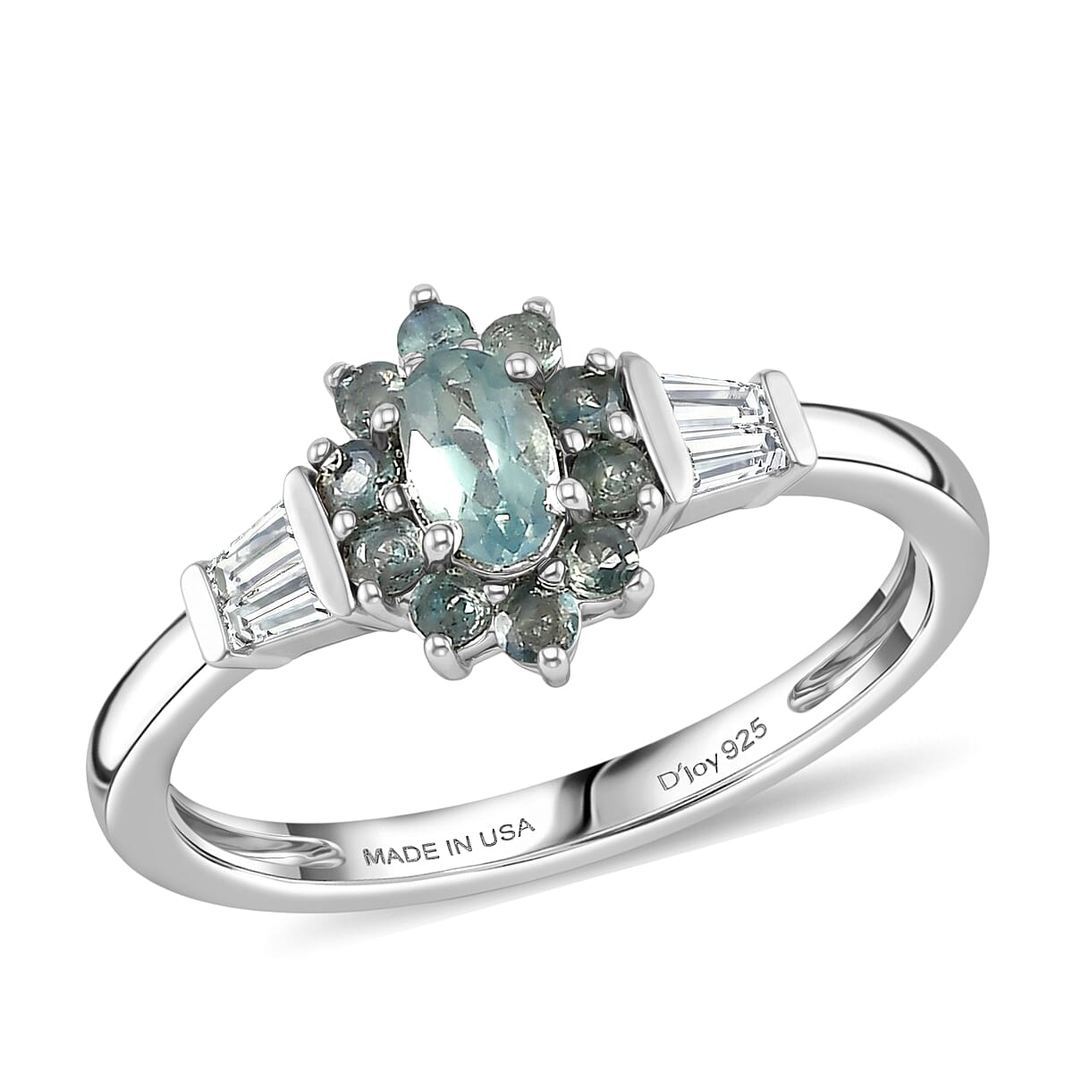 D'Joy Narsipatnam Alexandrite, Moissanite Ring in Rhodium Over Sterling Silver (Size 10.0) 0.65 ctw
