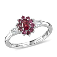 D'Joy Narsipatnam Alexandrite, Moissanite Ring in Rhodium Over Sterling Silver (Size 10.0) 0.65 ctw