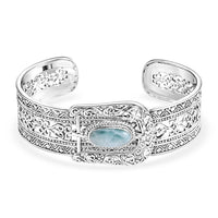 D'Joy Bali Legacy Larimar 4.10 ctw Bangle Bracelet in Sterling Silver (7.25 in)
