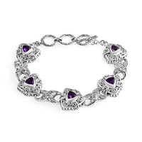 D'Joy African Amethyst 3.25 ctw Bracelet in Sterling Silver (6.50-8.0In)