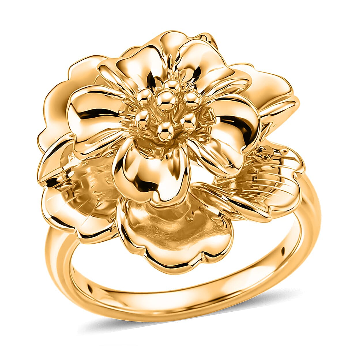Dynasty Floral Statement Ring In 24K Yellow Gold 2.30 grams (Size 6.5)