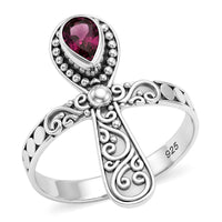 D'Joy Bali Legacy Morro Redondo Pink Tourmaline Cross Ring in Sterling Silver (Size 10.0) 0.35 ctw