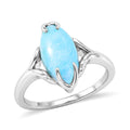 D'Joy AAA Larimar Ring in Rhodium Over Sterling Silver (Size 9.0) 3.75 ctw - Sticky add to cart bar