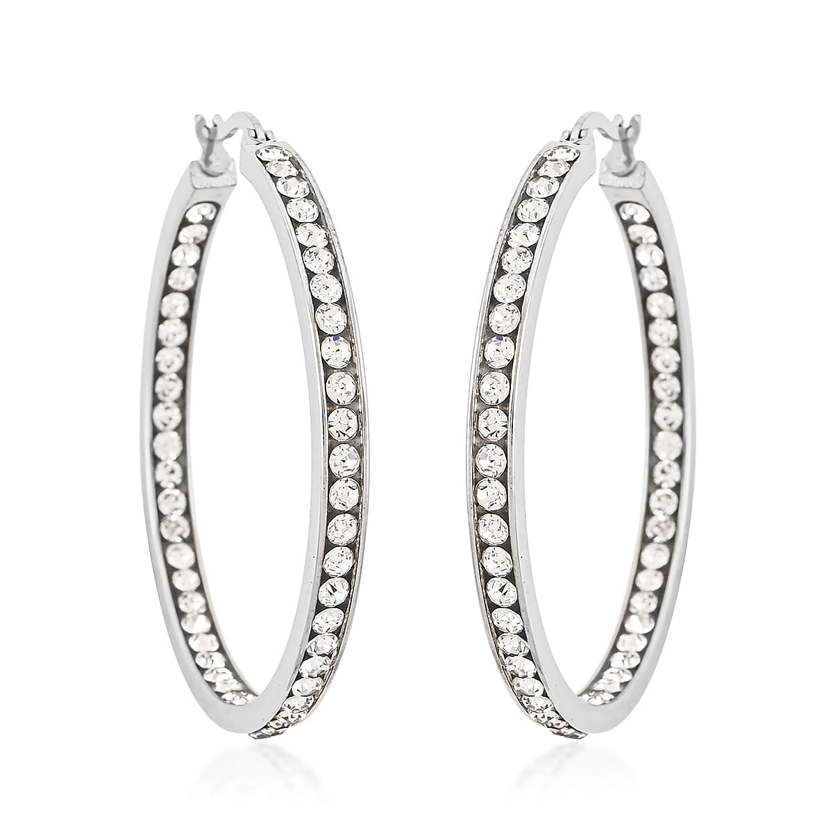 Austrain Crystal Hoop Earrings in Stainless Steel