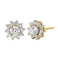 Luxuriant Lab Grown Diamond (G-H, SI) Floral Earrings in 18K Vermeil YG Over Sterling Silver 0.90 ctw
