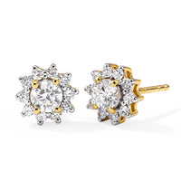 Luxuriant Lab Grown Diamond (G-H, SI) Floral Earrings in 18K Vermeil YG Over Sterling Silver 0.90 ctw
