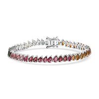 D'Joy Premium Multi-Tourmaline Bracelet in Rhodium Over Sterling Silver (6.50 In) 8.80 ctw