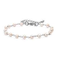 EverTrue Freshwater Pearl Beaded Bracelet in Stainless Steel 7.25-9.25 In