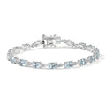 Premium Mangoro Santo Aquamarine, Luxuriant Lab Grown Diamond (0.63 cts) (G-H, SI) Timeless Bracelet in Rhodium Over Sterling Silver (7.25 In) 8.35 ctw - Sticky add to cart bar