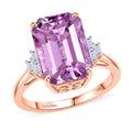 10K Rose Gold Premium Patroke Kunzite, Luxuriant Lab Grown Diamond (E-F, VS) Ring (Size 6.0) 11.35 ctw - Sticky add to cart bar