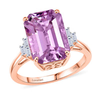 10K Rose Gold Premium Patroke Kunzite, Luxuriant Lab Grown Diamond (E-F, VS) Ring (Size 6.0) 11.35 ctw
