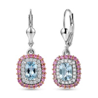 D'Joy Premium Mangoro Santo Aquamarine, Multi Gemstone The Coronation Earrings in Rhodium Over Sterling Silver 1.35 ctw