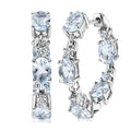 Premium Mangoro Aquamarine and Luxuriant Lab Grown Diamond G-H SI 4.60 ctw Timeless Earrings in Rhodium Over Sterling Silver (Del. In 8-10 Days) - Sticky add to cart bar