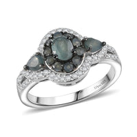 D'Joy Premium Narsipatnam Alexandrite, Moissanite Ring in Rhodium Over Sterling Silver (Size 10.0) 1.30 ctw
