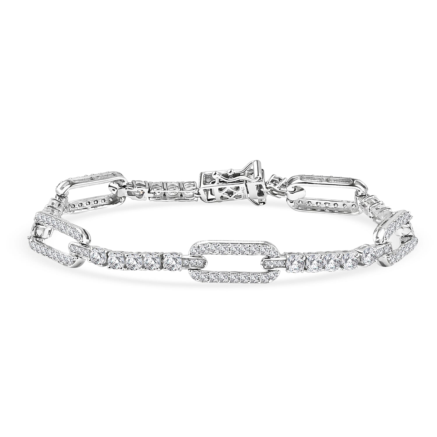 D'Joy Moissanite 4.10 ctw Connected Forever Bracelet in Rhodium Over Sterling Silver (7.25 In)