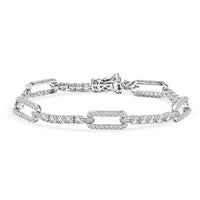 D'Joy Moissanite 4.10 ctw Connected Forever Bracelet in Rhodium Over Sterling Silver (7.25 In)