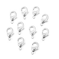Set of 10 Medium Lobster Claspin Silvertone