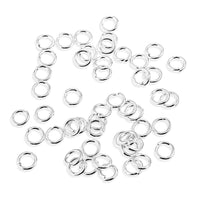Set of 50 4 MM Jump Rings In Silvertone