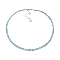 D'Joy Mangoro Aquamarine 105.00 ctw Beaded Necklace in Rhodium Over Sterling Silver (18-20 Inches)