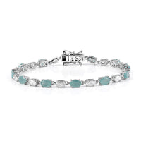 D'Joy Grandidierite, Moissanite Bracelet in Rhodium Over Sterling Silver (7.25 In) 8.15 ctw