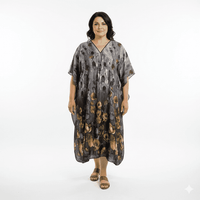 Winlar Peach Pink Floral Print Kaftan - One Size Fits Most