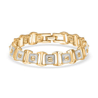 D'Joy Link Chain Bracelet in 18K Vermeil YG and Rhodium Over Sterling Silver (6.50 In) 15.45 Grams