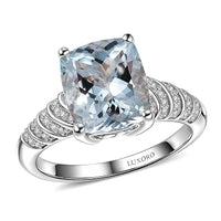 Luxoro Premium Mangoro Santo Aquamarine and Diamond I2 5.35 ctw Ring in 10K White Gold (Size 6.0) 4.28 Grams