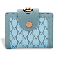 Closeout Blue Faux Leather and Jacquard Wallet