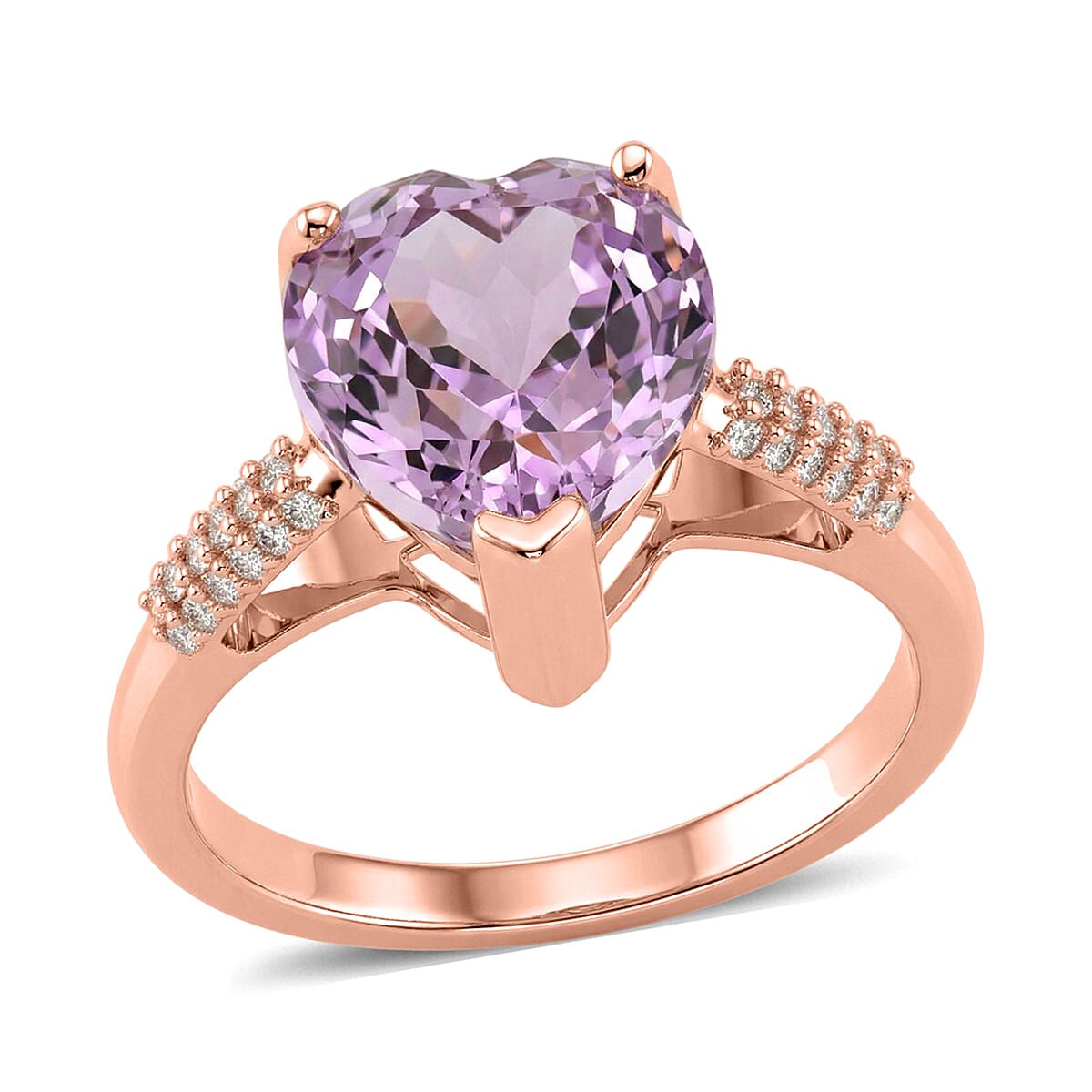 D'Joy AAAA Patroke Kunzite and Moissanite 5.35 ctw Blush of Love Ring in 18K Vermeil Rose Gold Over Sterling Silver (1)