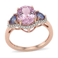 D'Joy AAAA Martha Rocha Kunzite, Multi Gemstone Ring in 18K Vermeil RG Over Sterling Silver (Size 10.0) 4.40 ctw - Sticky add to cart bar