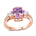 D'Joy AAAA Patroke Kunzite and Moissanite 4.40 ctw Ring in 18K Vermeil Rose Gold Over Sterling Silver - Sticky add to cart bar