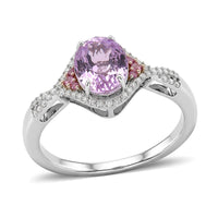 D'Joy AAAA Patroke Kunzite, Multi Gemstone Ring in Rhodium Over Sterling Silver (Size 10.0) 2.85 ctw