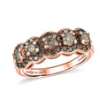 D'Joy Neutral Champagne Diamond 5 Stone Ring in 18K Vermeil RG Sterling Silver (Size 10.0) 1.00 ctw - Sticky add to cart bar