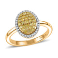 D'Joy Natural Yellow and White Diamond Cluster Ring in 18K Vermeil YG Sterling Silver (Size 10.0) 0.50 ctw - Sticky add to cart bar