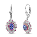D'Joy Premium Peacock Tanzanite and Multi Gemstone 1.90 ctw Earrings in Rhodium Over Sterling Silver - Sticky add to cart bar