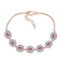 D'Joy Ouro Fino Rubellite, Moissanite Scarlet Halo Bracelet in 18K Vermeil RG Over Sterling Silver (8.00 In) 2.25 ctw