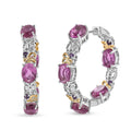 EverTrue African Lilac Quartz (Triplet) and African Amethyst 15.35 ctw Wisteria Bloom Hoop Earrings in 18K Yellow Gold Plated and Platinum Bond (Ships in 5-7 Days) - Sticky add to cart bar