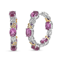 EverTrue African Lilac Quartz (Triplet) and African Amethyst 15.35 ctw Wisteria Bloom Hoop Earrings in 18K Yellow Gold Plated and Platinum Bond (Ships in 5-7 Days)
