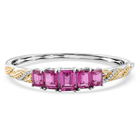 EverTrue African Lilac Quartz, White Zircon Bangle in 18K YG Plated and Platinum Bond (6.50 In) 12.75 ctw
