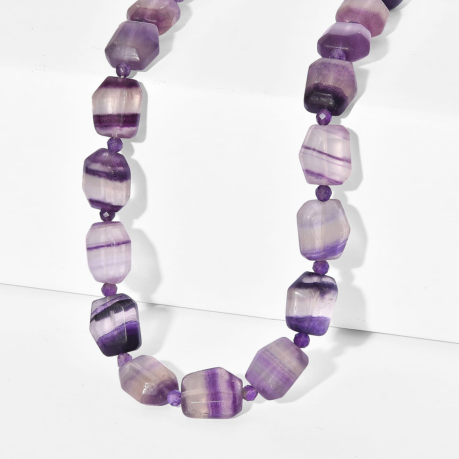 EverTrue Multi Fluorite and African Amethyst 315.00 ctw Beaded Necklace in 18K YG Plated 18 Inches