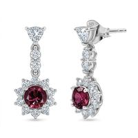 D'Joy Premium Ouro Fino Rubellite and Moissanite 2.20 ctw Earrings in Rhodium Over Sterling Silver (De. in 7-10 Days)