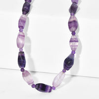 EverTrue Multi Fluorite and African Amethyst 195.00 ctw Beaded Necklace in 18K YG Plated 18 Inches