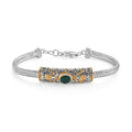 D'Joy Bali Legacy Socoto Emerald Floral Scroll Bracelet in 22K Vermeil YG Over Sterling Silver (6.50 In) 1.25 ctw - Sticky add to cart bar