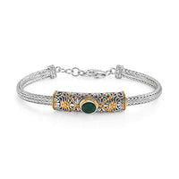 D'Joy Bali Legacy Socoto Emerald Floral Scroll Bracelet in 22K Vermeil YG Over Sterling Silver (6.50 In) 1.25 ctw