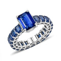 D'Joy Kashmir Kyanite, White Zircon Royal Eternity Ring in Rhodium Over Sterling Silver (Size 8.0) (Del. in 8-10 Days) 9.00 ctw - Sticky add to cart bar