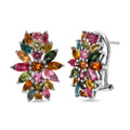 D'Joy Multi-Tourmaline 4.25 ctw Rainbow Blossom Earrings in Rhodium Over Sterling Silver (Del. In 8-10 Days) - Sticky add to cart bar