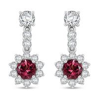 D'Joy Premium Ouro Fino Rubellite and Moissanite 2.34 ctw Earrings in Rhodium Over Sterling Silver (De. in 7-10 Days)
