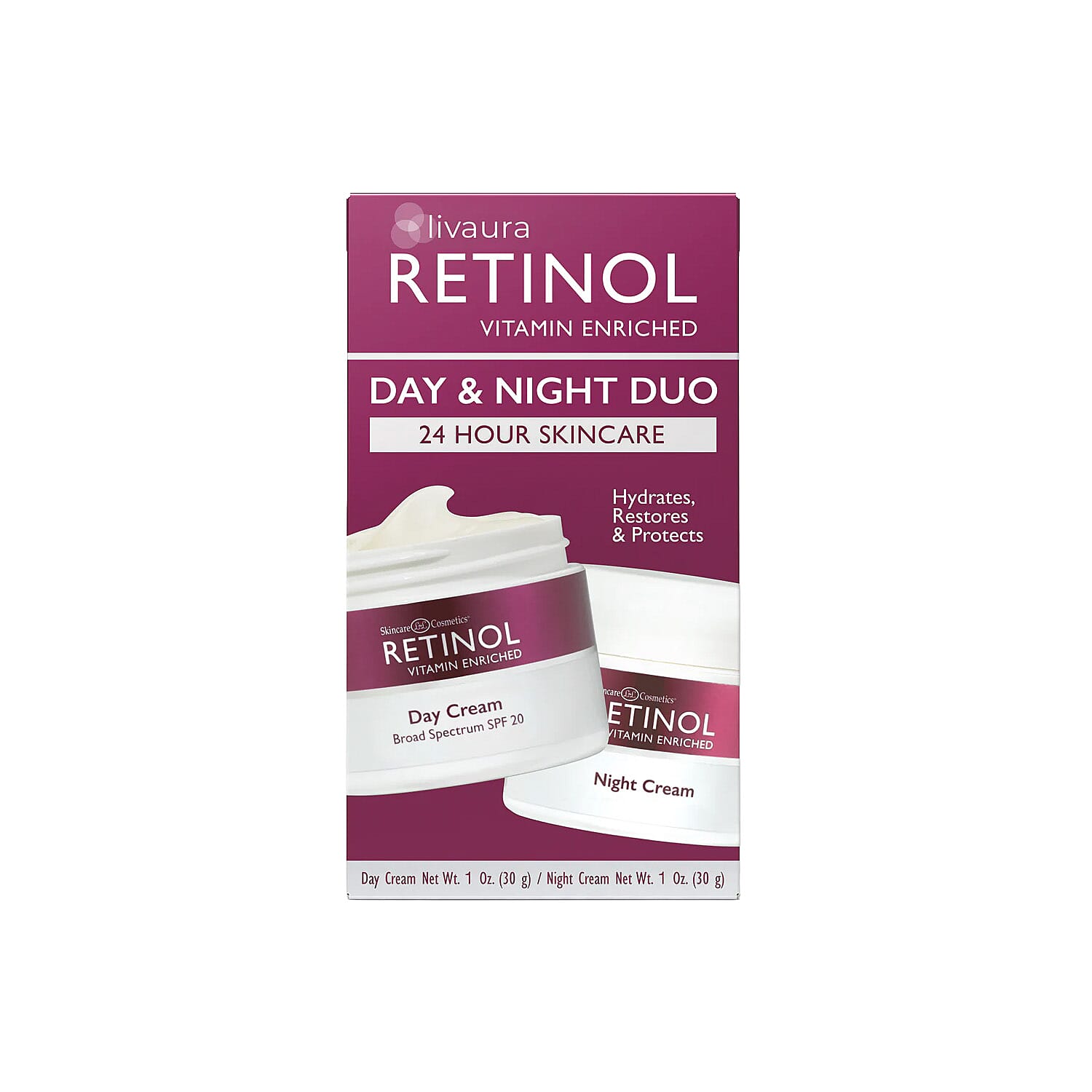 Retinol Vitamin Enriched Day & Night Duo (2x 1oz) Made in US