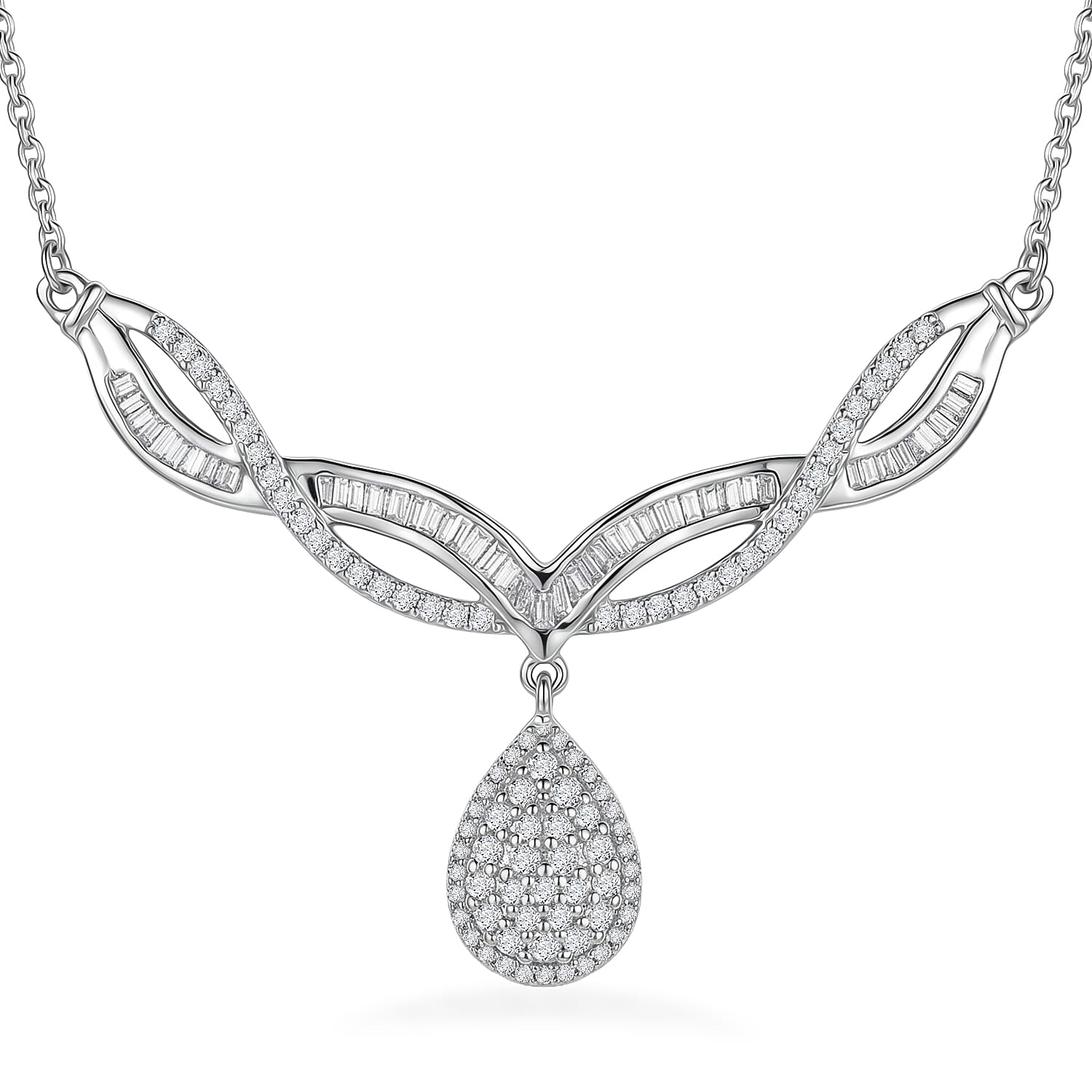 D'Joy Diamond Necklace (18-20 Inches) in Rhodium Over Sterling Silver 1.00 ctw