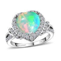 AAA Ethiopian Welo Opal and Luxuriant Lab Grown Diamond G-H SI 3.10 ctw Ring in 10K White Gold (Size 8.0)